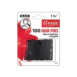 ANNIE HAIR PINS 1-3/4â€³ 100 CT BLACK MICROBALL TIPPED #3112 (12 Pack)