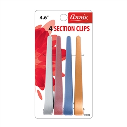 ANNIE PLASTIC SECTION CLIP 4.6â€³ 4 CT ASSORTED COLOR #3132 (12 Pack)