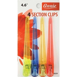 Annie Clear Section Clips 4.6" 4Ct#3231(DZ)