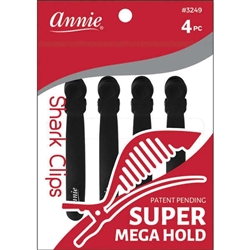 Annie Shark Clips 4.5" 4 ct Black#3249(DZ)