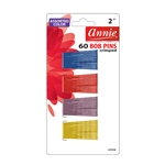 ANNIE BOB PINS 2â€³ 60 CT ASSORTED COLOR #3306 (12 Pack)