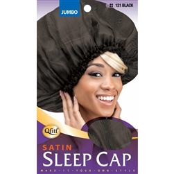 M&M Headgear Qfitt Jumbo Satin Sleep Cap Black #121(DZ)