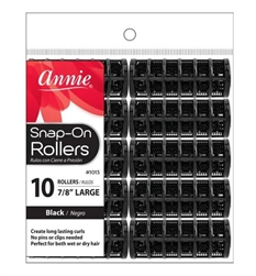 12 Annie Snap-On Rollers Large Black 7/8" (10 Count) 1013