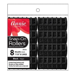 12 Annie Snap-On Rollers X-Large Black 1 1/8" (8 Count) 1014