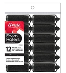 12 Annie Foam Rollers Black 7/8" Medium (12 Pack) 1062