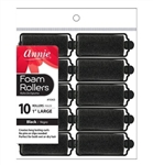 12 Annie Foam Rollers Black 1" Large (10 Pack) 1063