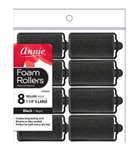 12 Annie Foam Rollers Black 1 1/4" XL Large (8 Pack) 1064