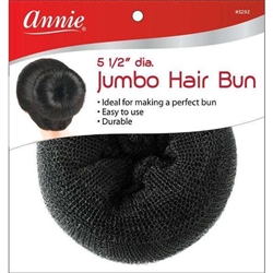 Annie Jumbo Hair Bun 5.5" Black Nylon Mesh Donut EA