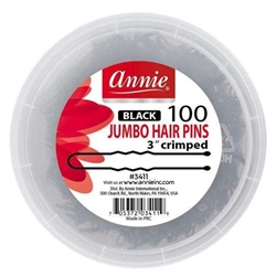 Annie Jumbo Hair Pins 3In Black Crimped 100ct (DZ)