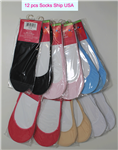 Women Girls Mix Color Liner Socks - Footies Slipper Socks - 12 Pair