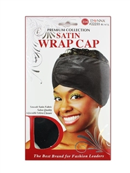 Donna Satin Wrap Cap Black #22211