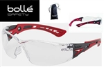 Bolle Safety Rush+ 41080 Red Black Frame With Clear Anti Fog Lens & Carry Case