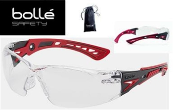 Bolle Safety Rush+ 41080 Red Black Frame With Clear Anti Fog Lens & Carry Case