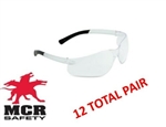 MCR CREWS BK110 BEARKAT CLEAR SAFETY GLASSES - 12 PAIR PACK