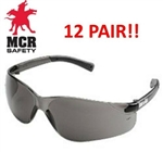 MCR CREWS BK112 BEARKAT GRAY LENS SAFETY GLASSES - 12 PAIR PACK!!!