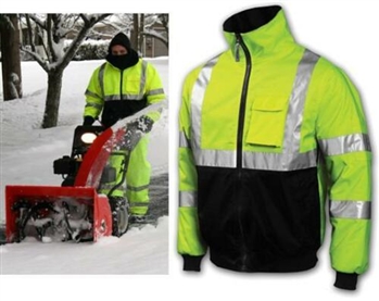 High Visibility Class 3 Safety Bomber Jacket With Zip-Out Fleece Lining