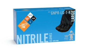 Safety Zone GNPR-LG-1-K LARGE Black Nitrile Powder Free Gloves (1 Box)