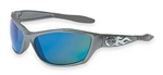 HD1000 Harley Davidson Sunglasses. Silver Frame W/Blue Mirror Lens