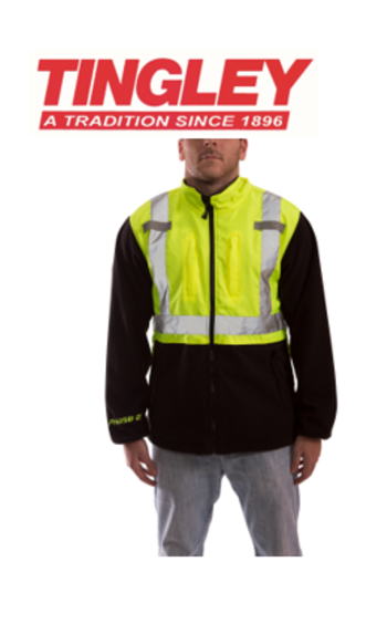 Tingley J73022-M Phase 2 Hi-Vis Fleece Liner/Jacket, Lime/Black