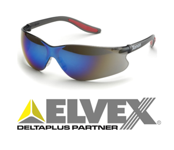 Elvex SG-14M Xenon Black Temples, Blue Mirror Lens Safety Glasses