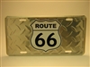 Diamond Plate Route 66 Shield License Plate