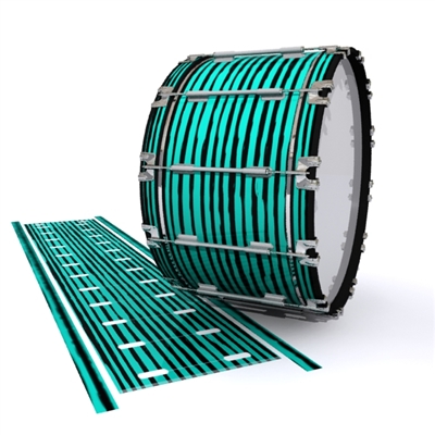 Dynasty 1st Generation Bass Drum Slip - Lateral Brush Strokes Aqua and Black (Green) (Blue)
