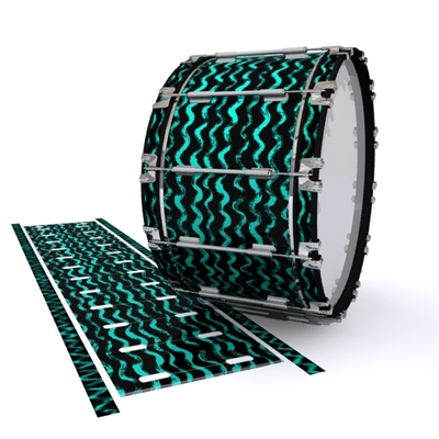 Dynasty 1st Generation Bass Drum Slip - Wave Brush Strokes Aqua and Black (Green) (Blue)