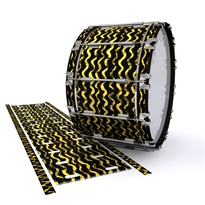 Dynasty 1st Generation Bass Drum Slip - Wave Brush Strokes Yellow and Black (Yellow)