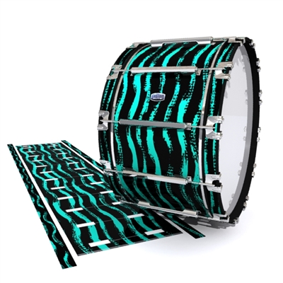 Dynasty Custom Elite Bass Drum Slip - Wave Brush Strokes Aqua and Black (Green) (Blue)