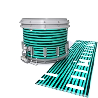 Dynasty DFX 1st Gen. Snare Drum Slip  - Lateral Brush Strokes Aqua and Black (Green) (Blue)