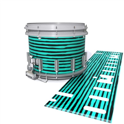 Dynasty DFX 1st Gen. Snare Drum Slip  - Lateral Brush Strokes Aqua and Black (Green) (Blue)