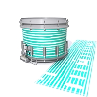 Dynasty DFX 1st Gen. Snare Drum Slip  - Lateral Brush Strokes Aqua and White (Green) (Blue)