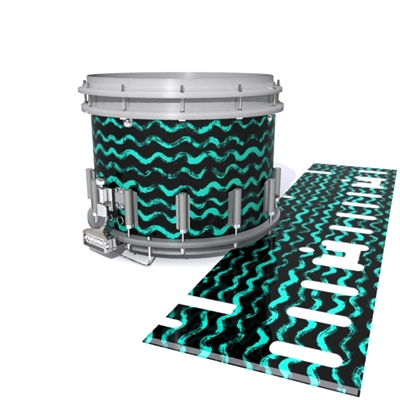 Dynasty DFX 1st Gen. Snare Drum Slip  - Wave Brush Strokes Aqua and Black (Green) (Blue)