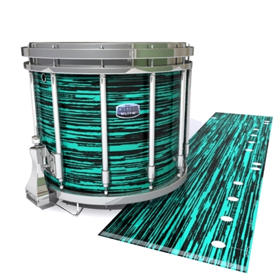 Dynasty Custom Elite Snare Drum Slip - Chaos Brush Strokes Aqua and Black (Green) (Blue)