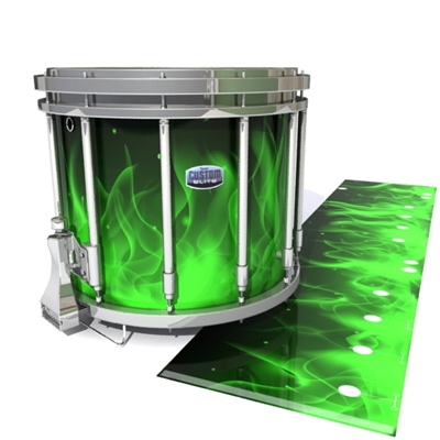 Dynasty Custom Elite Snare Drum Slip - Green Flames (Themed)