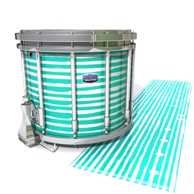 Dynasty Custom Elite Snare Drum Slip - Lateral Brush Strokes Aqua and White (Green) (Blue)