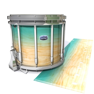 Dynasty Custom Elite Snare Drum Slip - Maple Woodgrain Teal Fade (Blue) (Green)