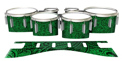 Dynasty 1st Generation Tenor Drum Slips - Dark Green Paisley (Themed)