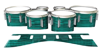 Dynasty 1st Generation Tenor Drum Slips - Lateral Brush Strokes Aqua and Black (Green) (Blue)