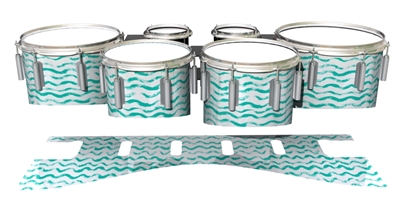 Dynasty 1st Generation Tenor Drum Slips - Wave Brush Strokes Aqua and White (Green) (Blue)