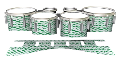 Dynasty 1st Generation Tenor Drum Slips - Wave Brush Strokes Green and White (Green)