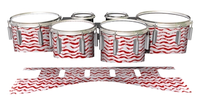 Dynasty 1st Generation Tenor Drum Slips - Wave Brush Strokes Red and White (Red)