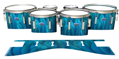 Dynasty Custom Elite Tenor Drum Slips - Blue Feathers (Themed)