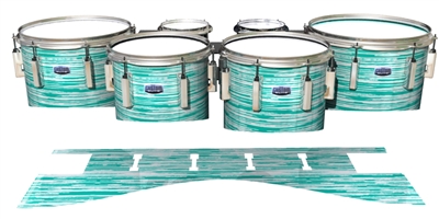 Dynasty Custom Elite Tenor Drum Slips - Chaos Brush Strokes Aqua and White (Green) (Blue)