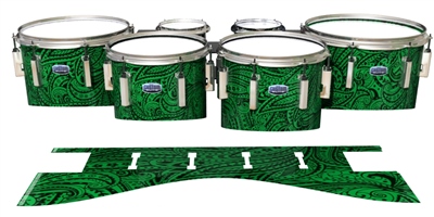 Dynasty Custom Elite Tenor Drum Slips - Dark Green Paisley (Themed)