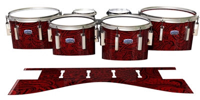 Dynasty Custom Elite Tenor Drum Slips - Deep Red Paisley (Themed)