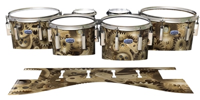 Dynasty Custom Elite Tenor Drum Slips - Golden Gears (Themed)