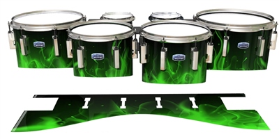 Dynasty Custom Elite Tenor Drum Slips - Green Flames (Themed)