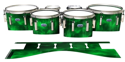 Dynasty Custom Elite Tenor Drum Slips - Green Smokey Clouds (Themed)