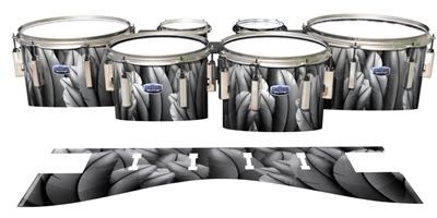 Dynasty Custom Elite Tenor Drum Slips - Grey Feathers (Themed)